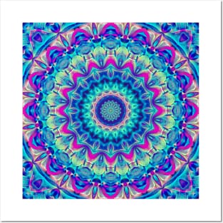 Flower Of Life Mandala (Neon Dreams) Posters and Art